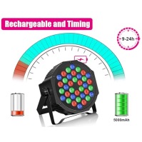 UKing 4PCS LED reflektor na baterie, RGB 36 LED Par dobíjecí jevištní světlo, světla strany 7 režimů světelných efektů s dálkový